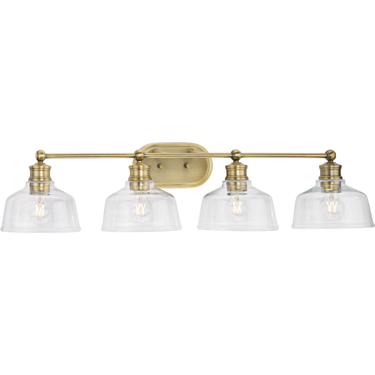 Progress Lighting P300398-163 Singleton 4 light vintage brass bath vanity wall light