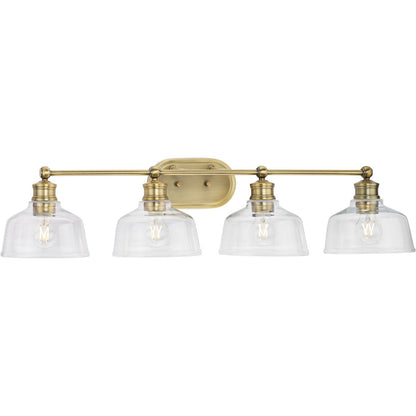 Progress Lighting P300398-163 Singleton 4 light vintage brass bath vanity wall light