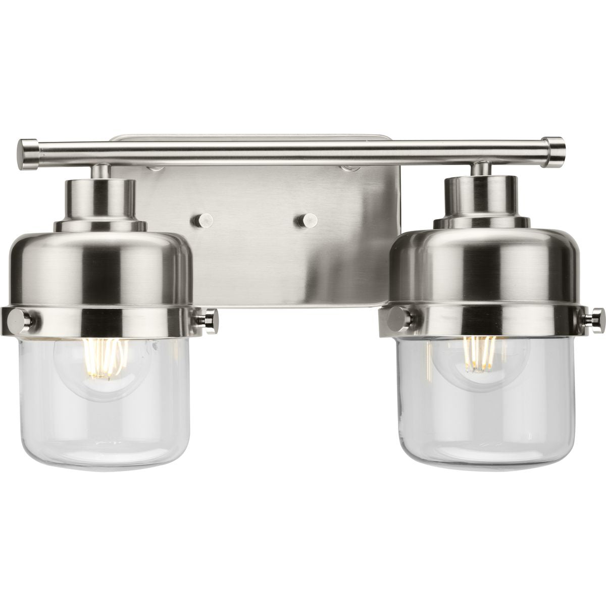 Progress Lighting P300423-009 Beckner 2 Light Brushed Nickel Bath Vanity Wall Light with Clear Glass Shades