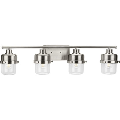 Progress Lighting P300425-009 Beckner 4 Light Brushed Nickel Bath Vanity Wall Light with Clear Glass Shades - Product View