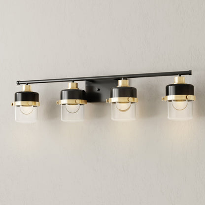 Progress Lighting Beckner 4 light bath vanity wall light installed over mirror