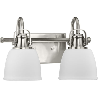 Progress Lighting Preston 2 light brushed nickel bath vanity wall light