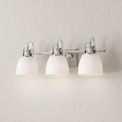Progress Lighting P300428-009 Preston 3-Light Brushed Nickel Bath Vanity Wall Light - Lit