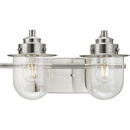 Progress Lighting Northlake 2 light brushed nickel bath vanity wall light