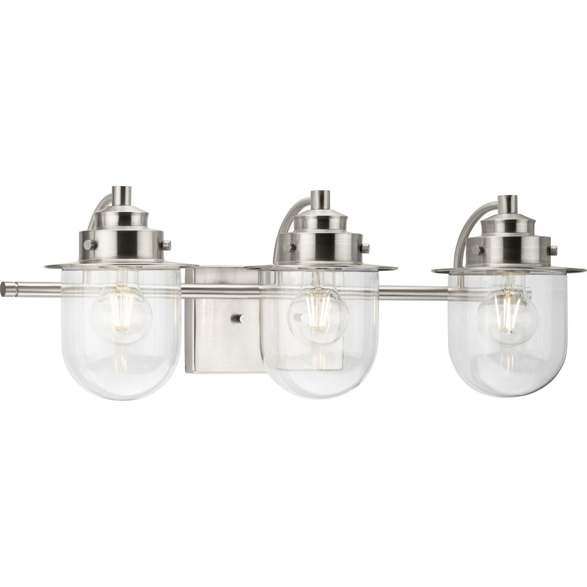 Progress Lighting Northlake 3 light brushed nickel bath vanity wall light with clear glass shades