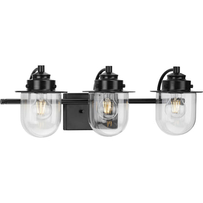 Progress Lighting Northlake 3 light matte black bath vanity wall light