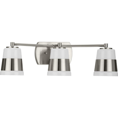 Progress Lighting Haven 3 light brushed nickel bath vanity wall light