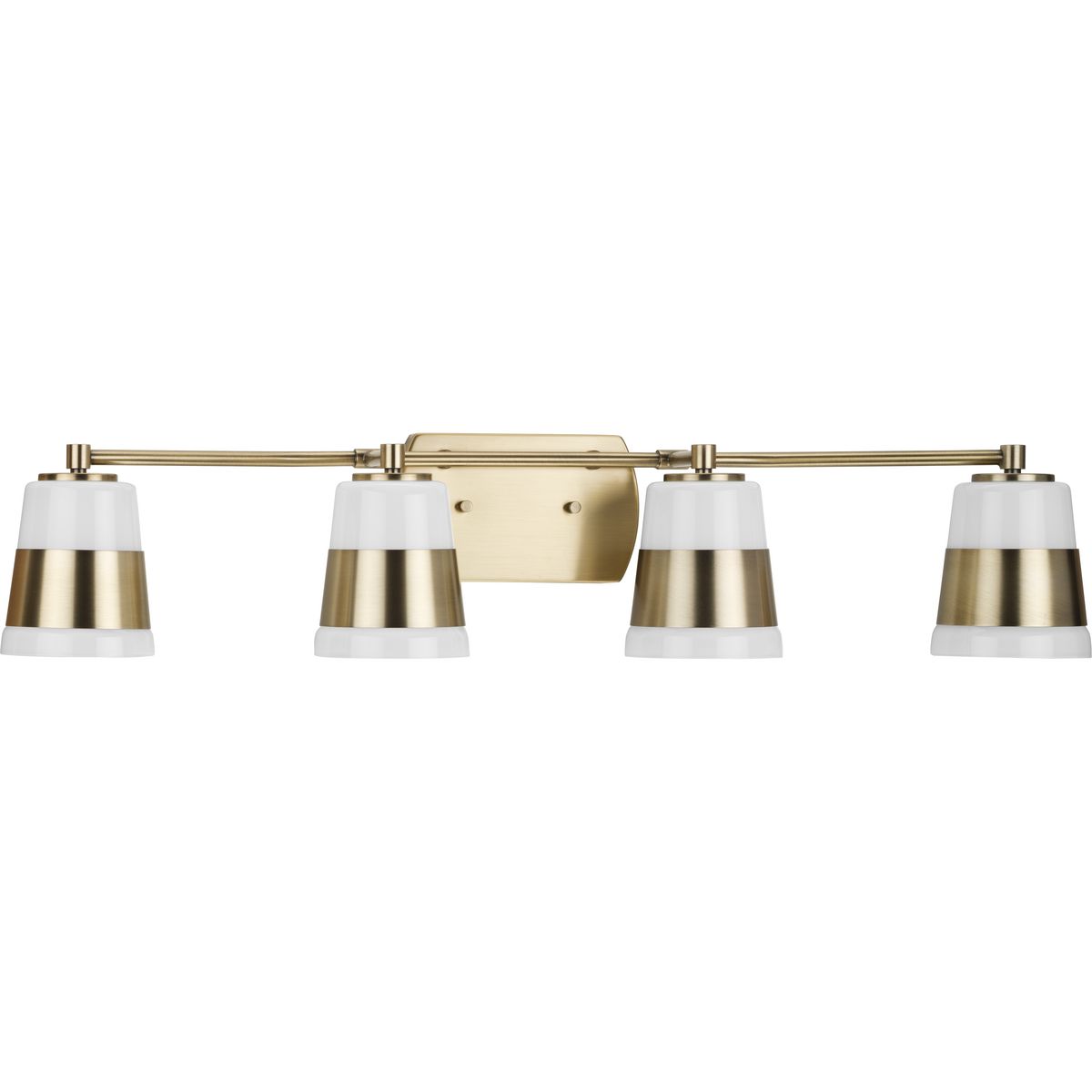 Progress Lighting P300445-163 Haven 4 Light Vintage Brass Bath Vanity Wall Light with Opal Glass Shades