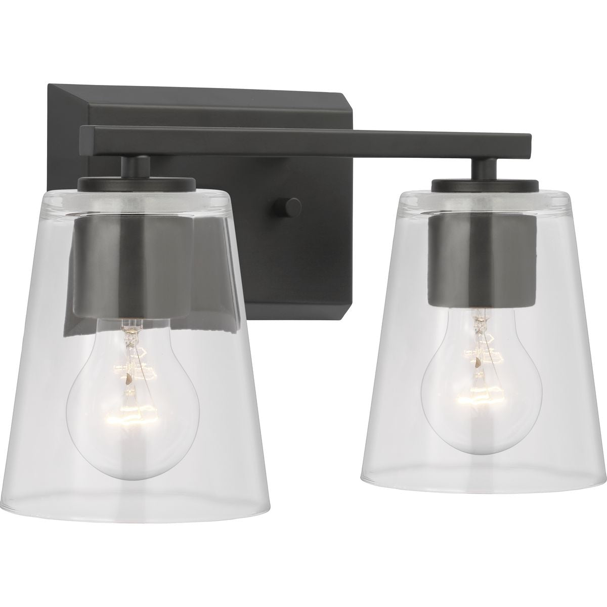 Progress Lighting P300458-31M Vertex 2 light matte black bath vanity wall light with clear glass shades