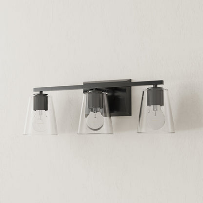 Progress Lighting P300459-31M Vertex 3 light matte black bath vanity wall light detail view