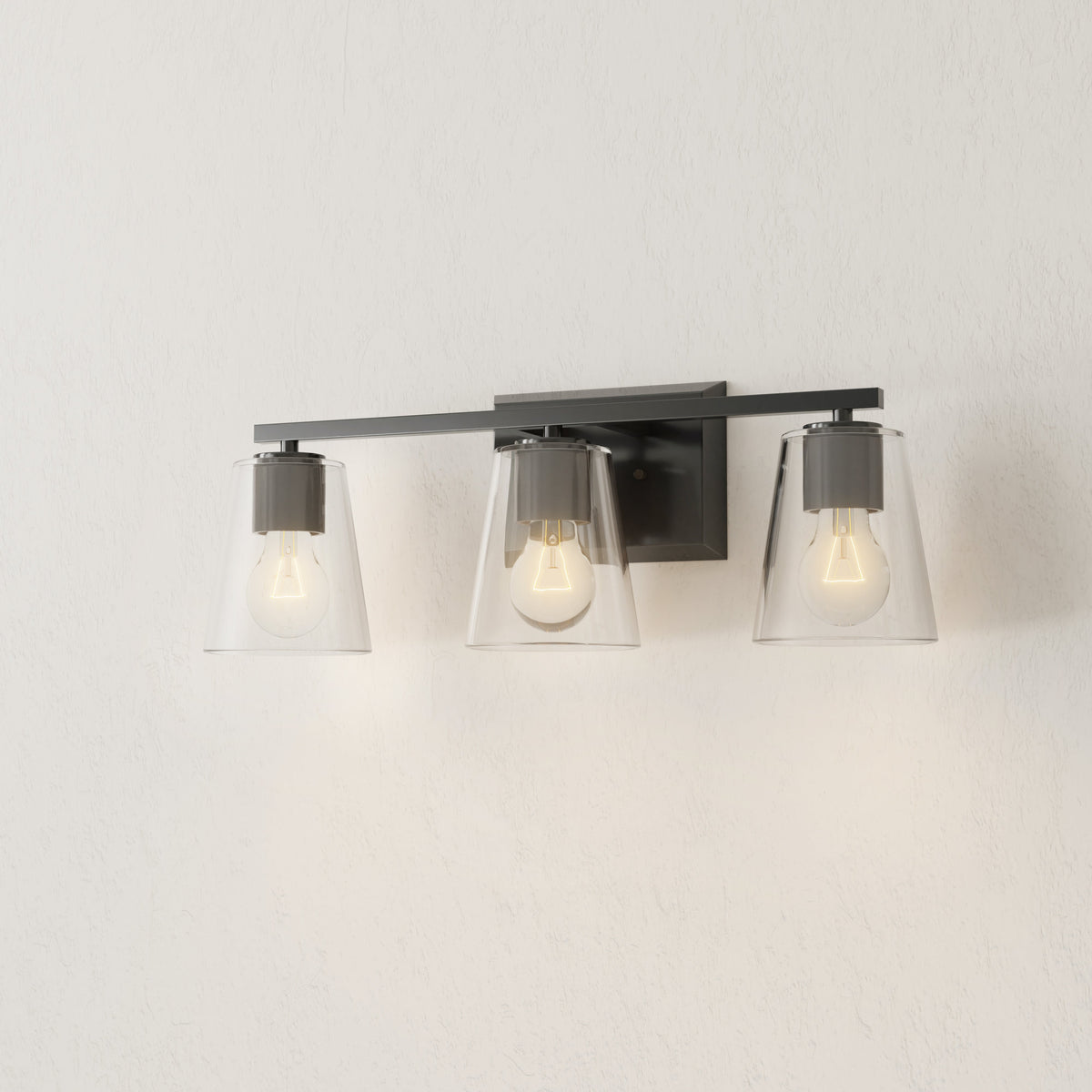 Progress Lighting P300459-31M Vertex 3 light matte black bath vanity wall light illuminated