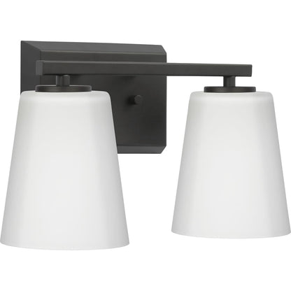 Progress Lighting Vertex 2 light matte black bath vanity wall light