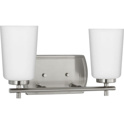 Progress Lighting Adley 2 light brushed nickel bath vanity wall light
