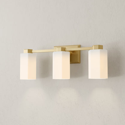 Progress Lighting P300478-191 Estrada 3 Light Brushed Gold Bath Vanity Wall Light Illuminated