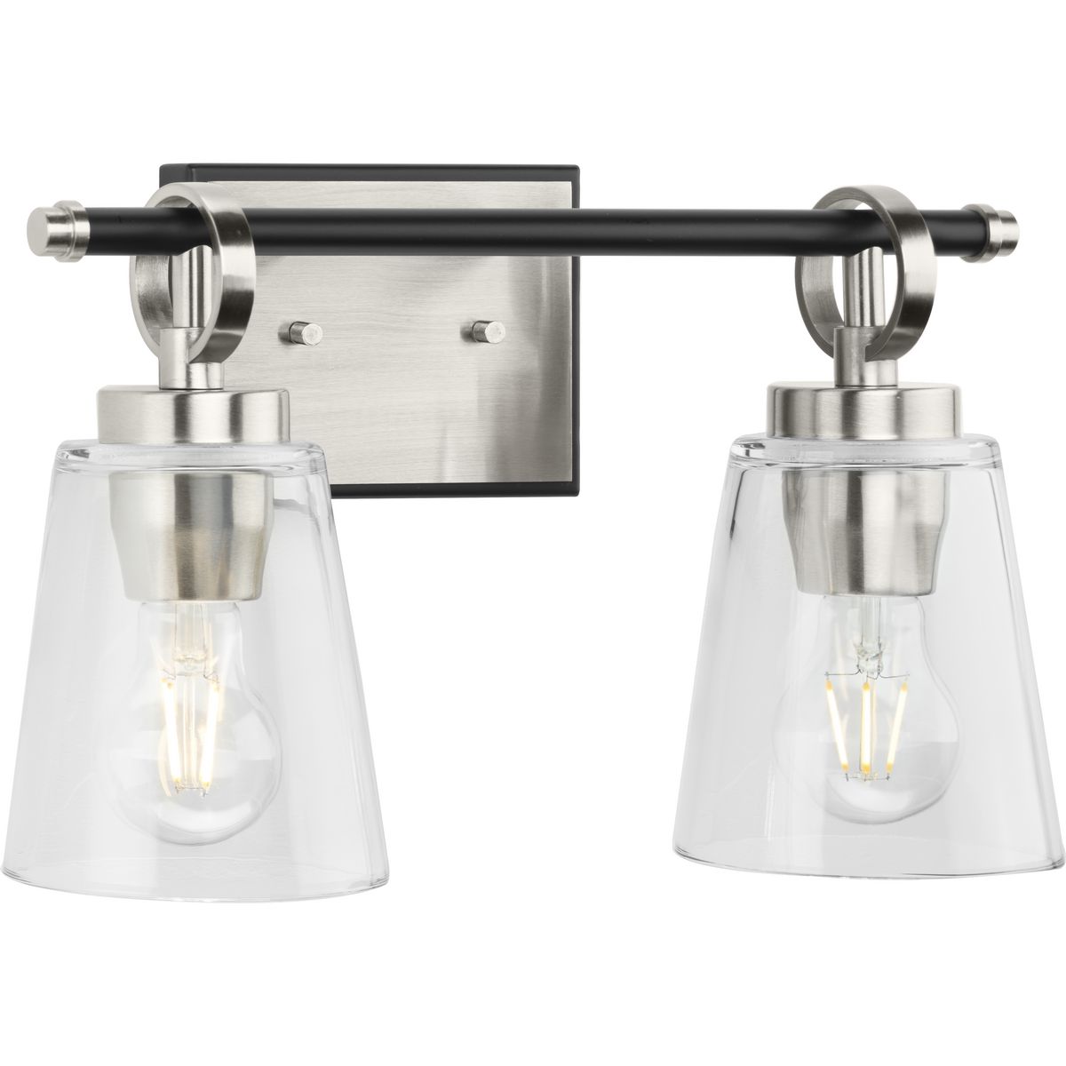 Progress Lighting Cassell 2 light bath vanity wall light in brushed nickel