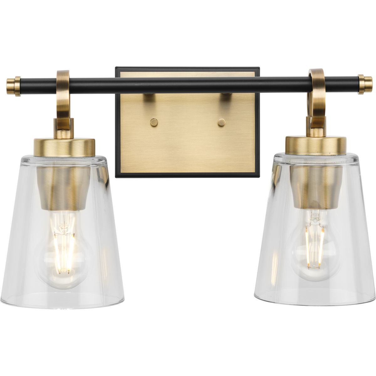 Progress Lighting Cassell 2 light vintage brass bath vanity wall light