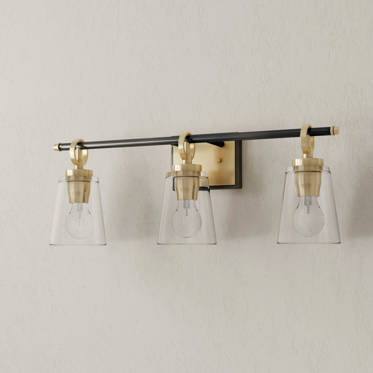 Progress Lighting Cassell 3 light bath vanity wall light in Vintage Brass