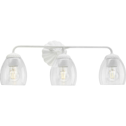 Progress Lighting Quillan 3 light bath vanity wall light in White Plaster