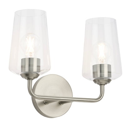 Progress Lighting P300540-009 Celino 2 Light Brushed Nickel Bath Vanity Wall Light - Illuminated