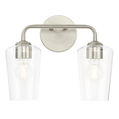 Progress Lighting P300540-009 Celino 2 Light Brushed Nickel Bath Vanity Wall Light - Front View Illuminated