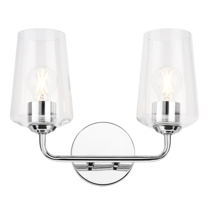 Progress Lighting Celino 2 light polished chrome bath vanity wall light glass shade detail