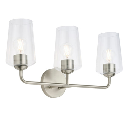Progress Lighting P300541-009 Celino 3 Light Brushed Nickel Bath Vanity Wall Light illuminated