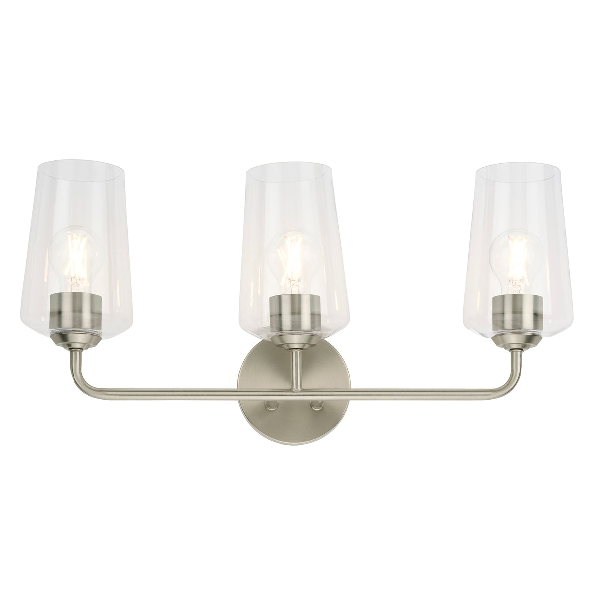 Progress Lighting P300541-009 Celino 3 Light Brushed Nickel Bath Vanity Wall Light illuminated front view