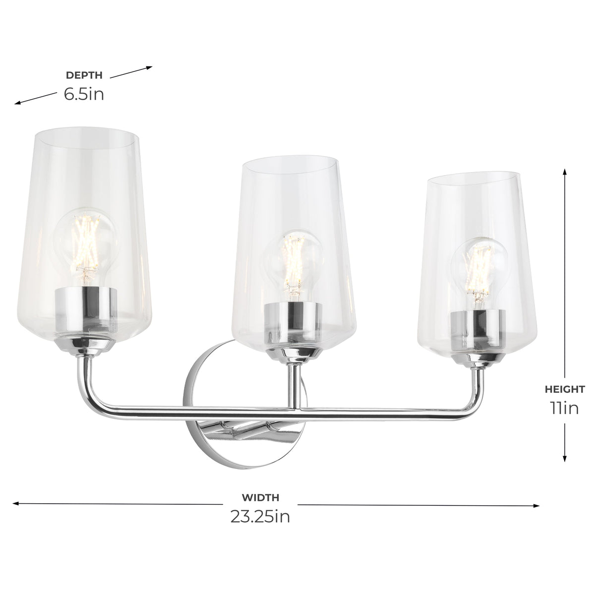 Progress Lighting Celino 3 light bath vanity wall light dimensions diagram