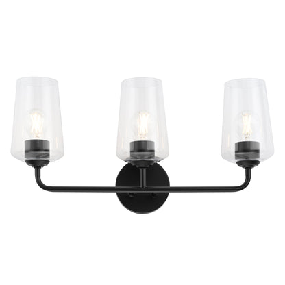 Progress Lighting P300541-031 Celino 3 light black front view bath vanity wall light