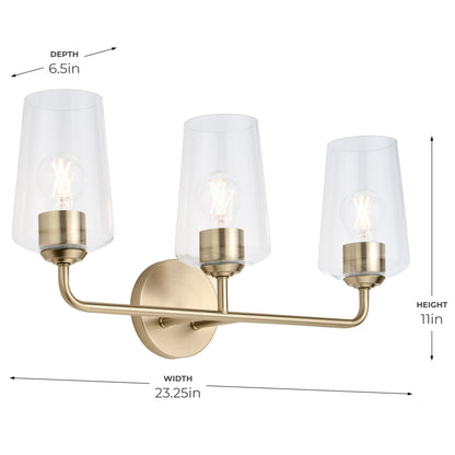 Progress Lighting Celino 3 light bath vanity wall light dimension diagram