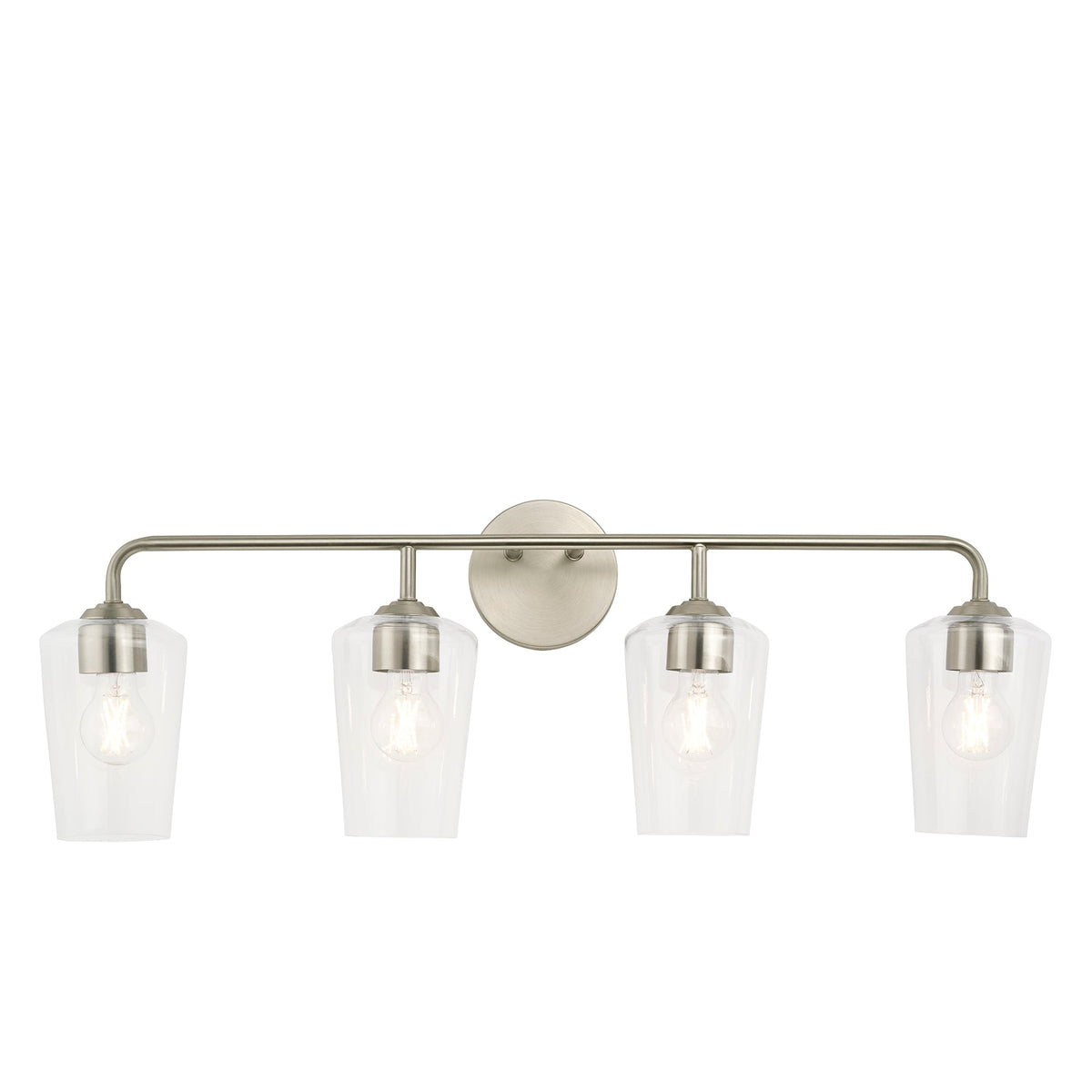 Progress Lighting Celino 4 light vanity wall light angled illuminated view