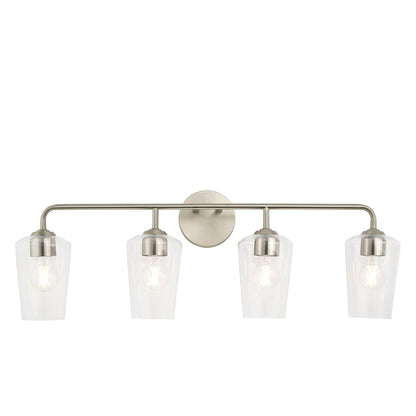 Progress Lighting Celino 4 light vanity wall light angled illuminated view