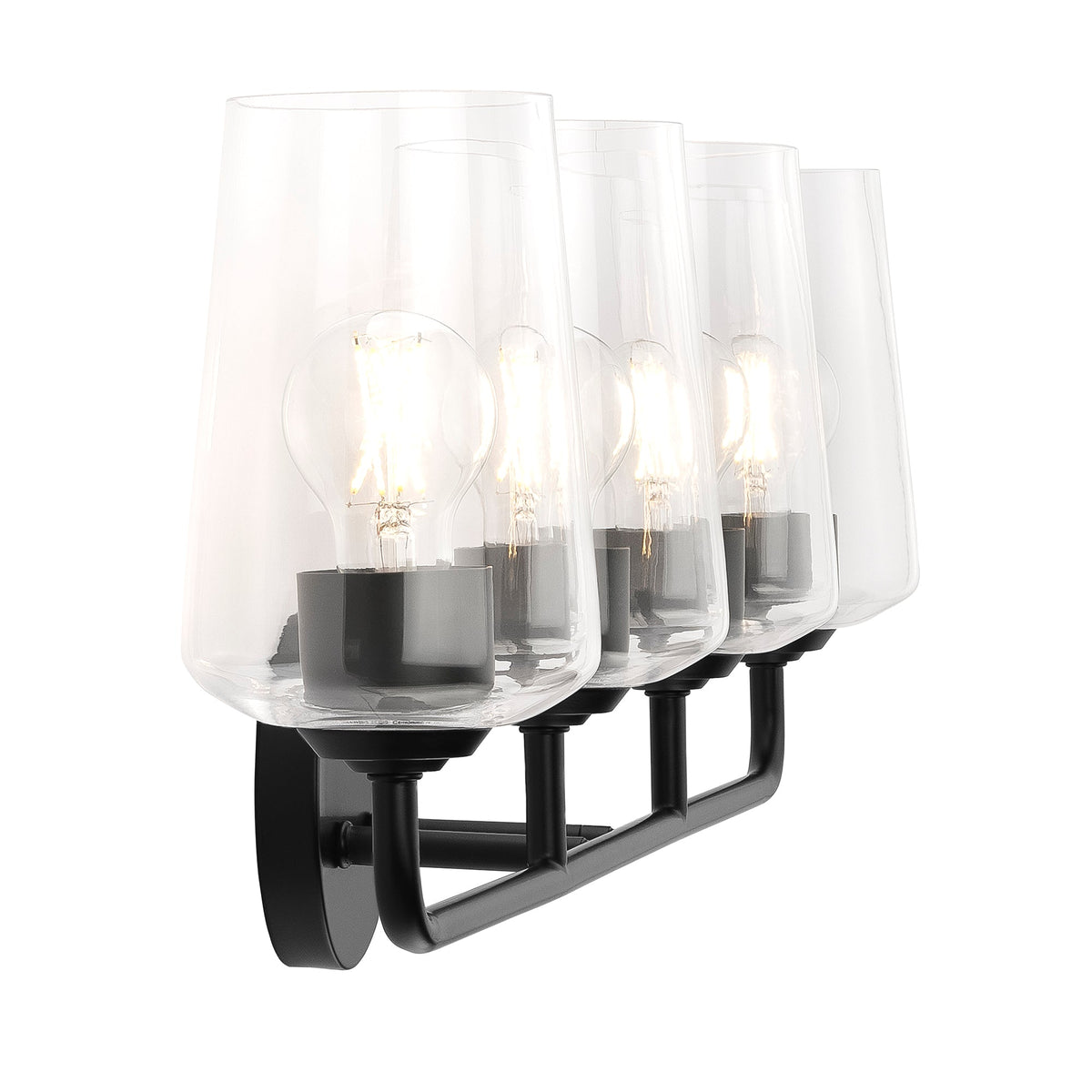 Progress Lighting P300542-031 Celino 4 Light Black Bath Vanity Wall Light - Side Illuminated View