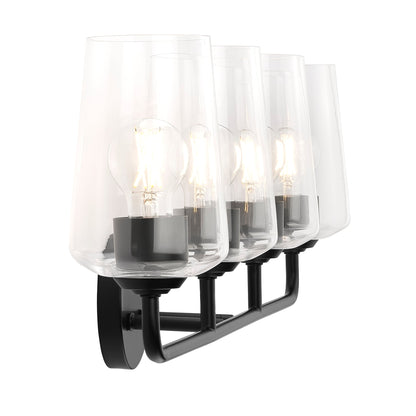 Progress Lighting P300542-031 Celino 4 Light Black Bath Vanity Wall Light - Side Illuminated View