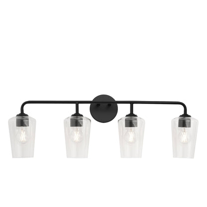 Progress Lighting P300542-031 Celino 4 Light Black Bath Vanity Wall Light - Straight Down Illuminated View