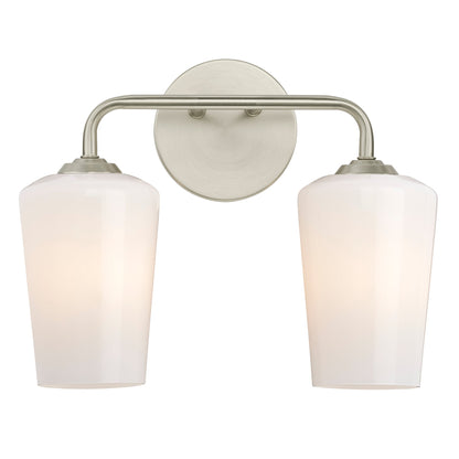 Progress Lighting Celino 2 light bath vanity wall light front illuminated view