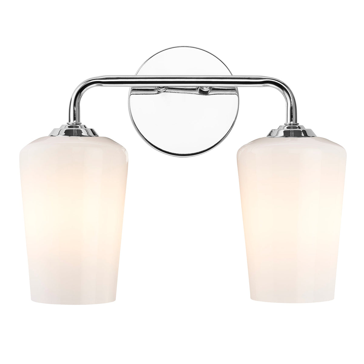 Progress Lighting P300543-015 Celino 2 light polished chrome bath vanity wall light front view illuminated