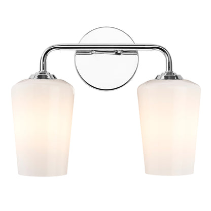 Progress Lighting P300543-015 Celino 2 light polished chrome bath vanity wall light front view illuminated