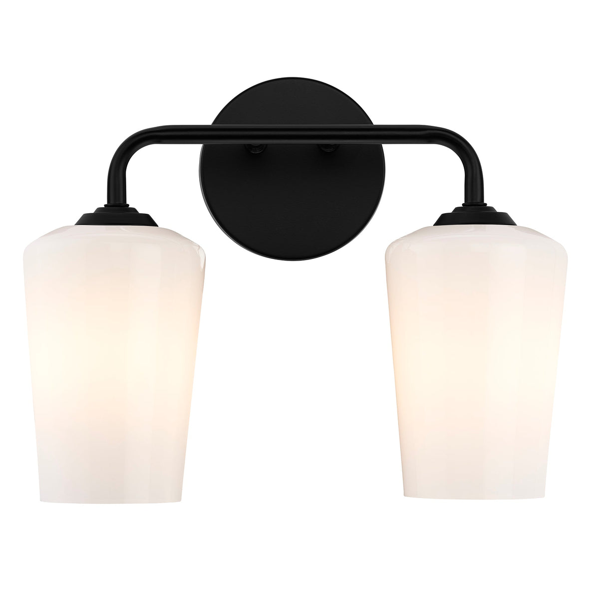 Progress Lighting P300543-031 Celino 2 Light Black Bath Vanity Wall Light front view illuminated