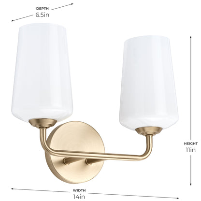 Angled close up of Celino 2 light bath vanity wall light