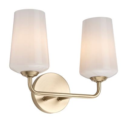 Progress Lighting Celino 2 light bath vanity wall light illuminated in Champagne Bronze