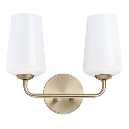 Wide bathroom lifestyle view with Celino 2 light bath vanity wall lights