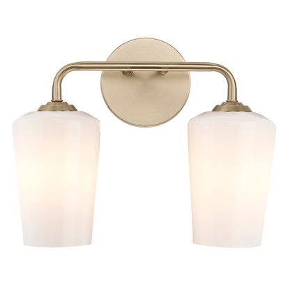 Straight on view of Celino 2 light bath vanity wall light