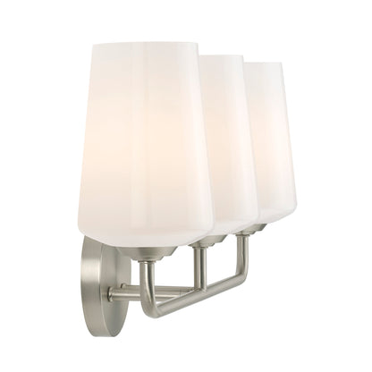 Celino brushed nickel 3 light bath vanity wall light lifestyle view