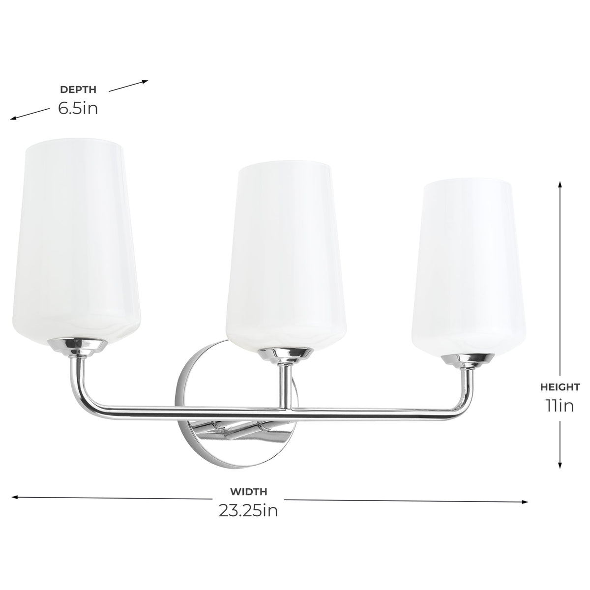 Progress Lighting Celino 3 light bath vanity wall light dimension diagram