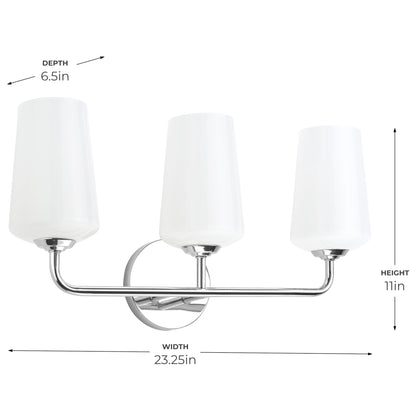 Progress Lighting Celino 3 light bath vanity wall light dimension diagram