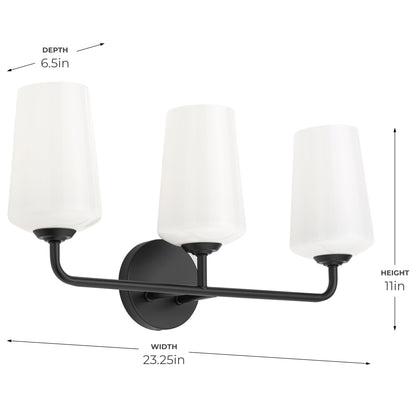 Progress Lighting Celino 3 light black bath vanity wall light front view