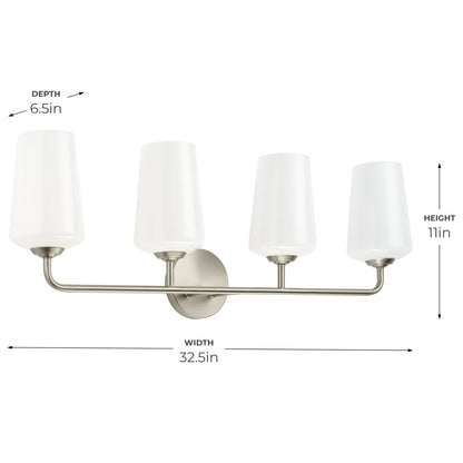 Progress Lighting P300545-009 Celino 4 Light Brushed Nickel Bath Vanity Wall Light