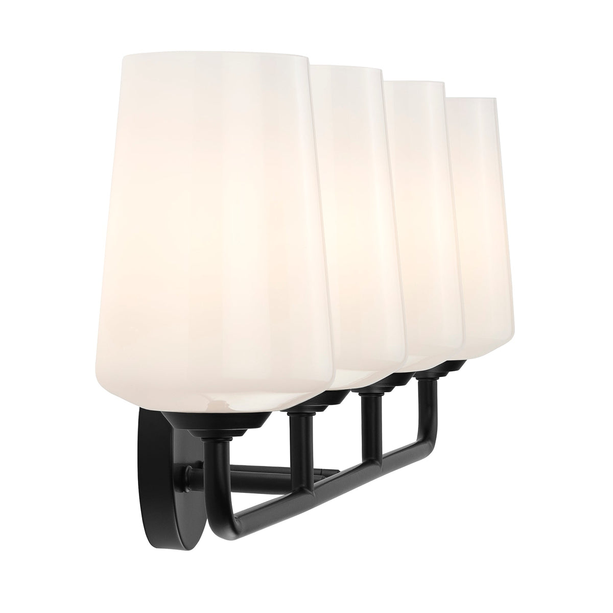 Progress Lighting P300545-031 Celino 4 light black bath vanity wall light illuminated side view