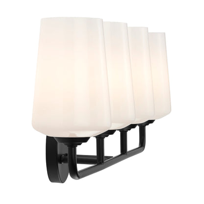 Progress Lighting P300545-031 Celino 4 light black bath vanity wall light illuminated side view